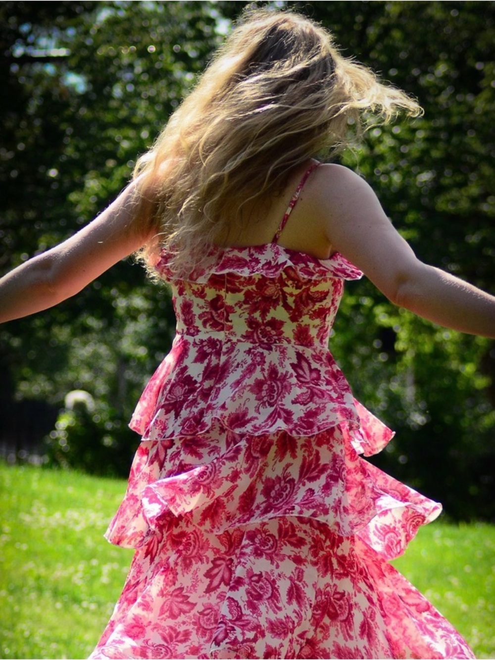 Aakaa Pink Floral Tiered Maxi Dress - Picture 2 of 7